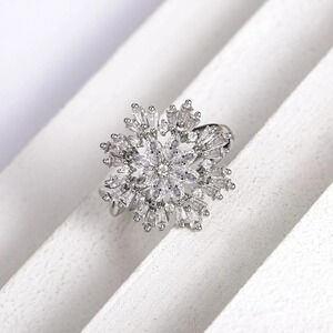 💥Sweet Snowflake Zircon Lovely Dainty Flower Rings For Women, MARR9046